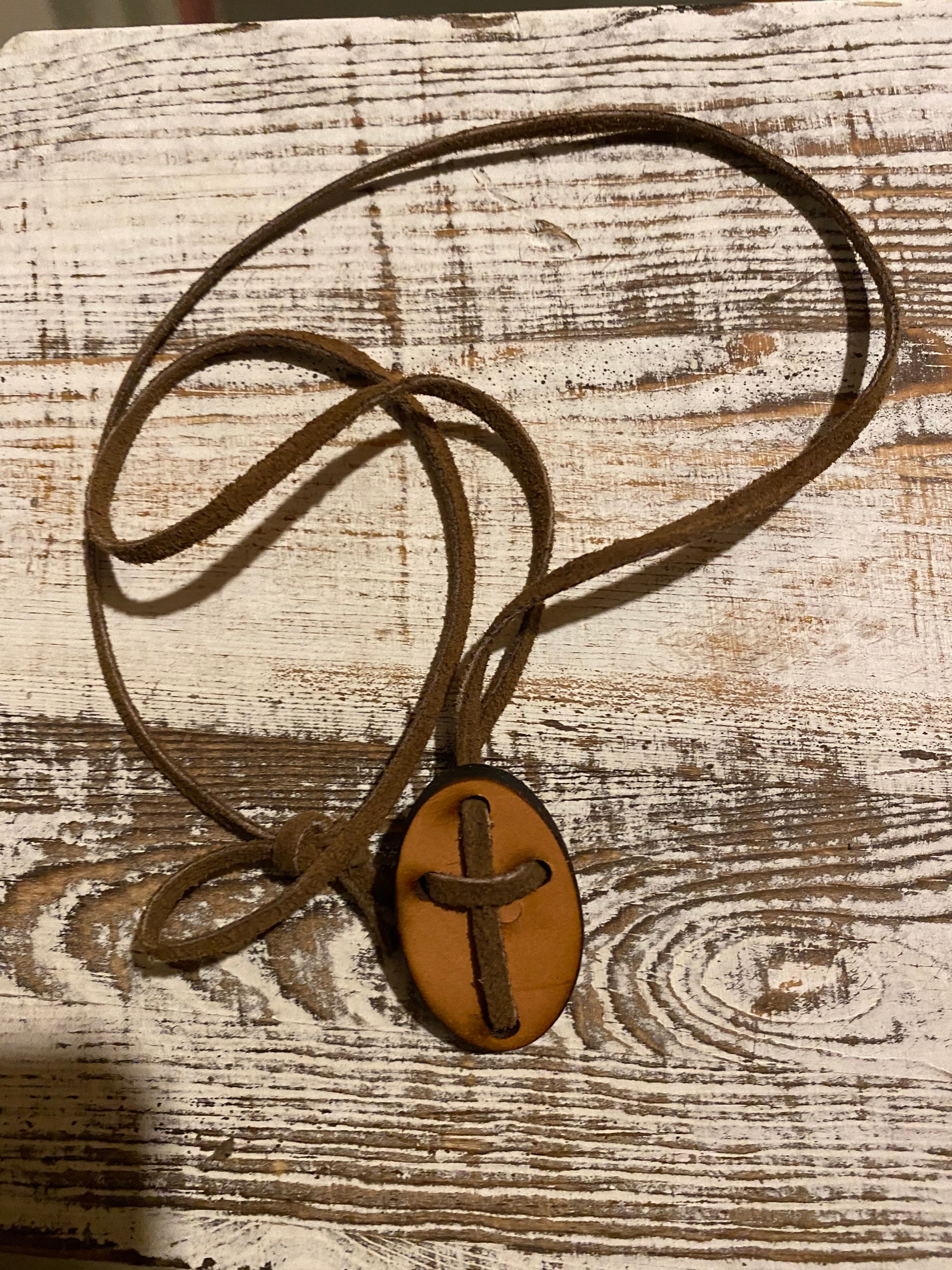 Leather necklace crosses Etsy