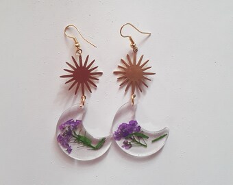 Vintage Earrings Spiritual Golden Sun VividColors Gold Energy Jewelry Reiki Yoga Good Luck Charm Alchemy Eclipse