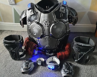 Zbroja cosplayowa Gears of War: niestandardowy tors LED, pas, ochraniacze (bez hełmu)