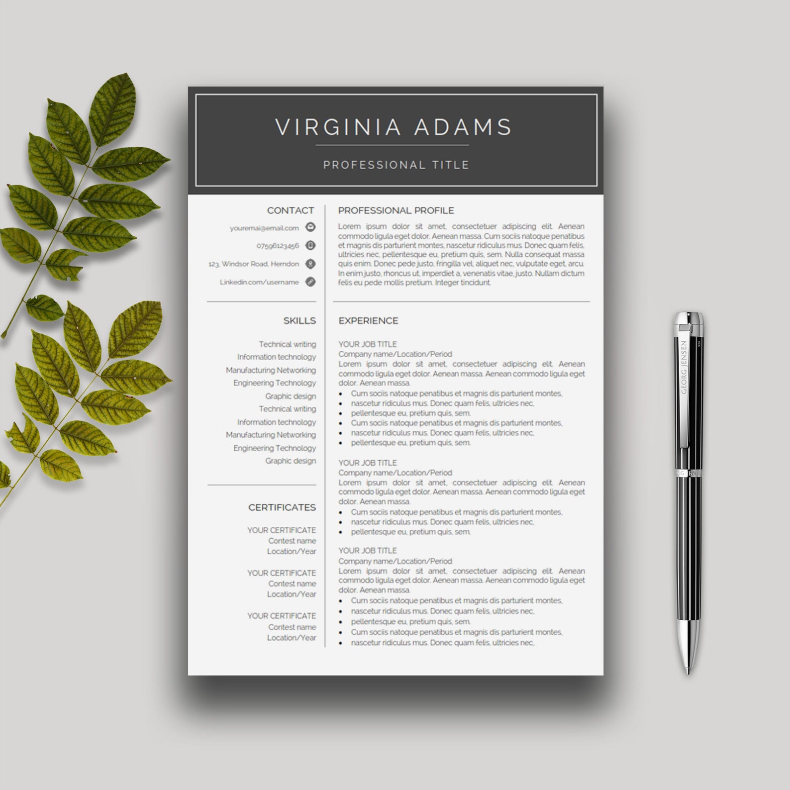 Modèle de cv 2020 pour Word modèle cv curriculum vitae CV  Etsy France
