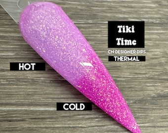 Tiki Time- dip powder, dip powder for nails, acrylic, summer, valentine, spring, pink, shimmer, color changing, thermal