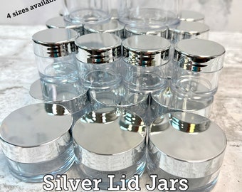 Silver Lid Jars- acrylic jars, cosmetic jars, jars, empty jars, double wall jars, acrylic jar, glitter jars, dip powder jars, glitter jar