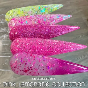 Pink Lemonade Collection- dip powder, dip powder for nails, dip nail, nail dip, summer, pink, nails, acrylics, acrylic, glitter, dip, nail