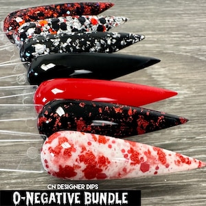 O-Negative Bundle- dip powder, dip powder for nails, nail dip, dip nail, glitter dip powder, halloween, dip powders, acrylic, dip nail, nail
