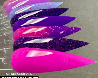 Boardwalk Nights Bundle SALE- dip powder, dip powder for nails, acrylic, summer, glitter, solid, thermal, color changing, pink, purple