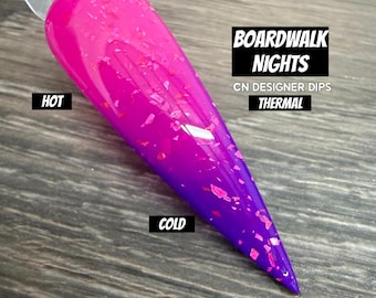 Boardwalk Nights SALE- dip powder, dip powder for nails, acrylic, dip nail, dipping powder, thermal, color changing, pink, purple, glitter