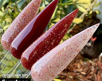 Sunstone Bundle SALE- dip powder, dip powder for nails, acrylic, brown, rose gold, neutral, glitter, foil, flake