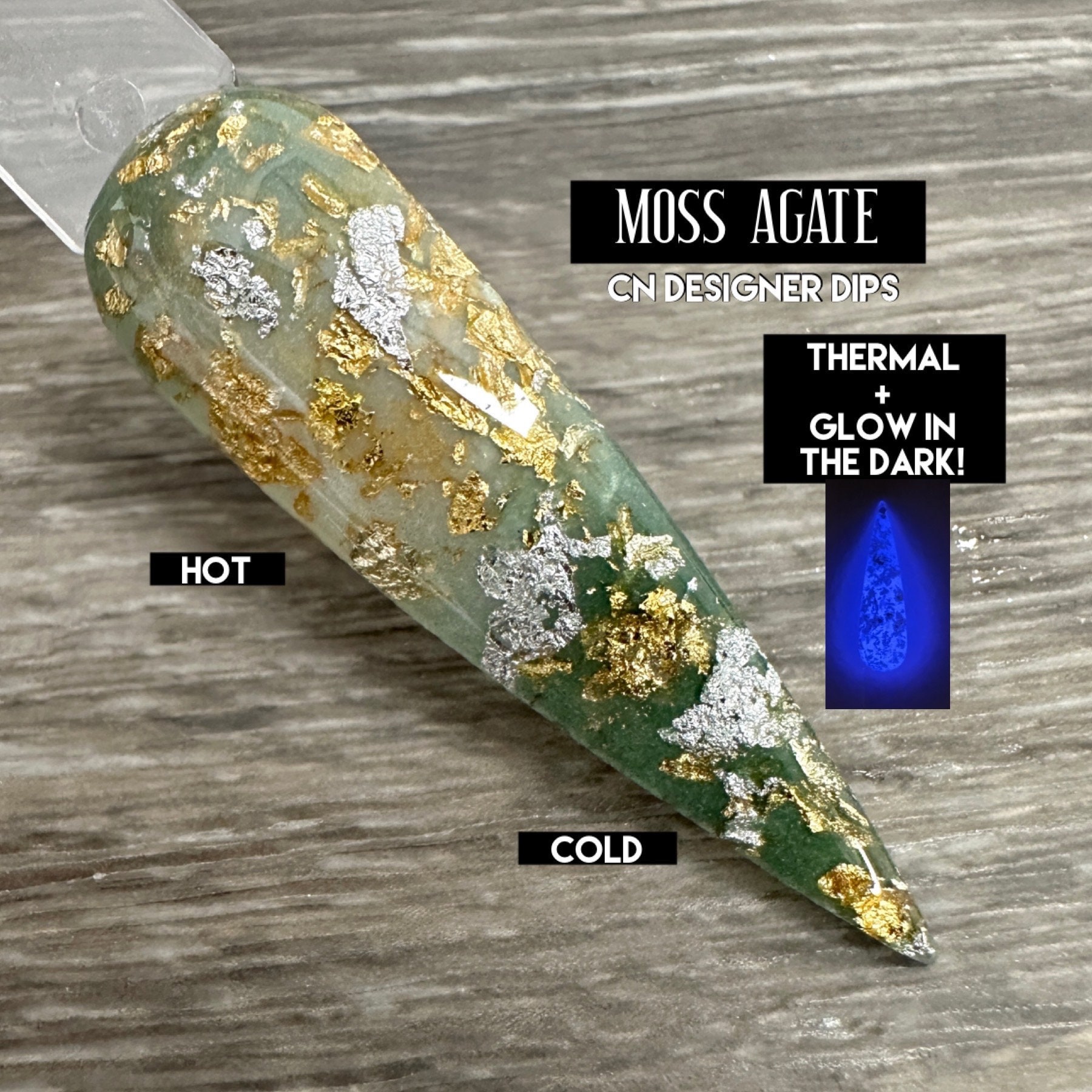 Moss Agate- Dip Powder, Dip Powder for Nails, Acrylic, Green, Foil 