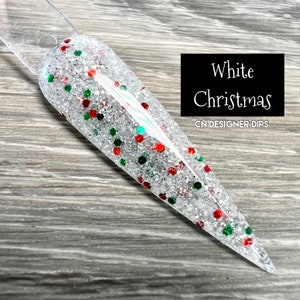 White Christmas RETIRING- dip powder, dip powder for nails, acrylic, Christmas, holiday, glitter