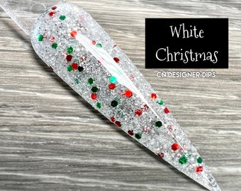 White Christmas RETIRING- dip powder, dip powder for nails, acrylic, Christmas, holiday, glitter