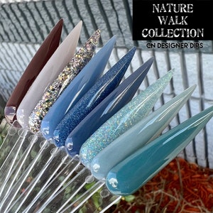 Nature Walk Collection- dip powder, dip powder for nails, dip nail, nail dip, blue, fall, acrylics, acrylic, glitter, nails, nail, dip