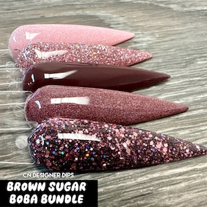 Brown Sugar Boba Bundle dip powder, dip powder for nails, nail dip, dip nail, glitter dip powder, dip powders, dip nail, nail, nails image 1