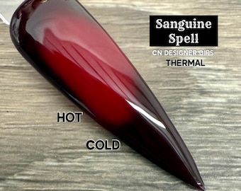 サンギュインスペル - ディップパウダー、ネイル用ディップパウダー、アクリル、ヴァンパイア、赤、バーガンディ、ハロウィン、秋、バレンタイン、色が変わる、サーマル