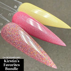 Kirstin’s Favorites Bundle- dip powder, dip powder for nails, dip nail, nail dip, yellow, pink, glitter, dipping, nails, acrylic, nail, dip