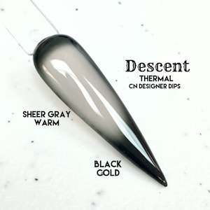 Descent- polvo de inmersión, polvo de inmersión para uñas, acrílico, negro, cambio de color, térmico