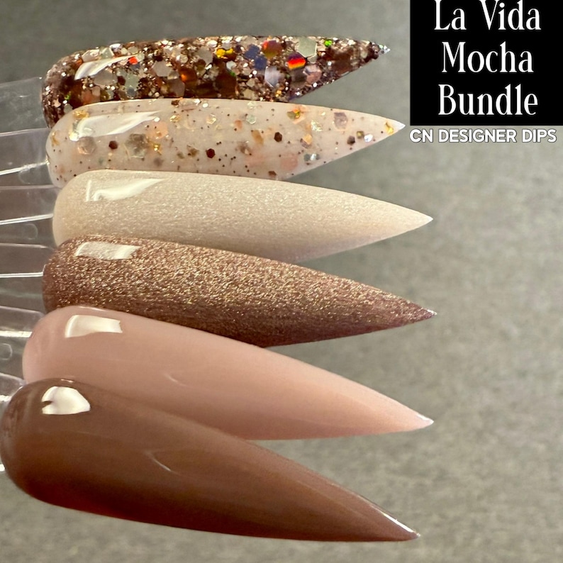 La Vida Mocha - dipppulver, dipppulver för naglar, akryl, höst, neutral, brun, glitter bild 6
