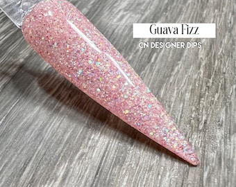 Guava Fizz- dip powder, dip powder for nails, acrylic, pink, glitter