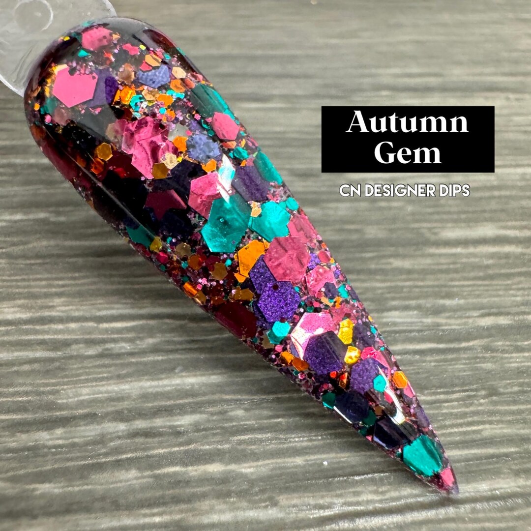 Autumn Gem- Dip Powder, Dip Powder for Nails, Acrylic, Fall, Chunky ...