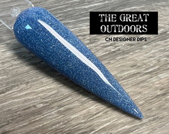 The Great Outdoors- dip powder, dip powder for nails, acrylic, blue, glitter