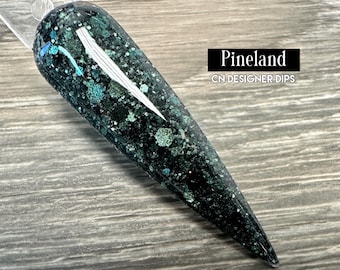 Pineland- Tauchpuder, Tauchpuder für Nägel, Acryl Herbst, Herbst, Weihnachten, dunkelgrün, grün, Glitzer