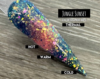 Jungle Sunset-dippoeder, dipnagelpoeder, dippoeder voor nagels, thermisch dippoeder, dippoeder, nagels, nagel, acryl, dompelpoeder