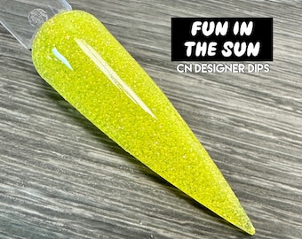 Fun in the Sun- dip powder, dip powder for nails, acrylic, neon, summer, bright, yellow, glitter