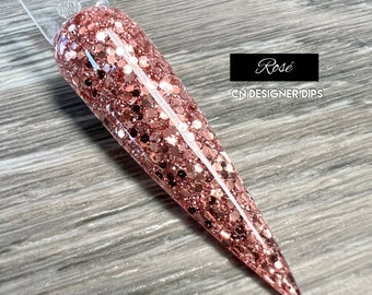 Rosé RETIRING- dip powder, dip powder for nails, acrylic, rose gold, glitter