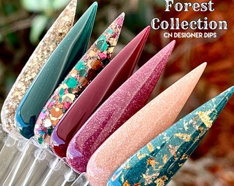 Enchanted Forest Collection- dip powder, dip powder for nails, dip nail, nail dip, fall, red, acrylics, acrylic, glitter, nails, nail, dip