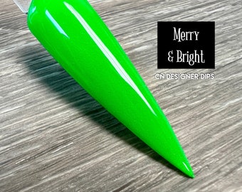 Merry & Bright- Dip-Puder, Dip-Puder für Nägel, Acryl, Urlaub, Weihnachten, Sommer, Halloween, Grün, Solid