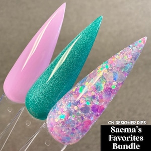 Saema’s Favorites Bundle- dip powder, dip powder for nails, dip nail, nail dip, pink, green, glitter, dipping, nails, acrylic, nail, dip