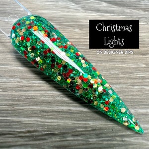 Christmas Lights RETIRING- dip powder, dip powder for nails, acrylic, Christmas, holiday, green, glitter