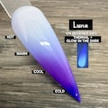 Luna- dip powder, dip powder for nails, acrylic, purple, solid, color changing, thermal, glow in the dark product logo