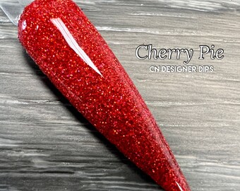 Cherry Pie- dip powder, dip powder for nails, acrylic, patriotic, Christmas, valentine, red, glitter, 4th of July, Independence Day