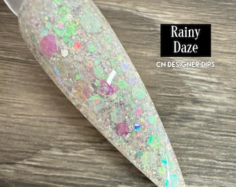 Rainy Daze RETIRING- dip powder, dip powder for nails, acrylic, flake, iridescent, glitter