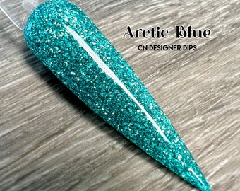 Arctic Blue- dip powder, dip powder for nails, acrylic, blue, glitter