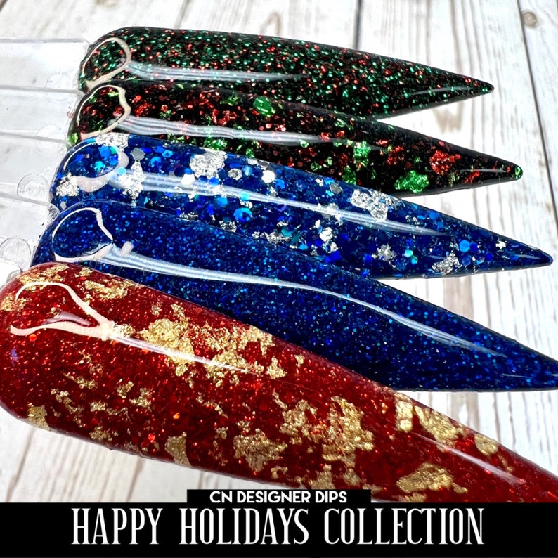 Happy Holidays Collection dip powder, dip powder for nails, nail dip powder, acrylic, acrylic powder, acrylics, holiday, nails, nail, dip image 2