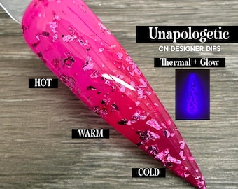 Unapologetic- dip powder, dip powder for nails, acrylic, valentine, red, pink, foil, color changing, thermal, glow in the dark