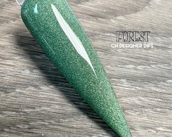 Trempette en poudre Forest, poudre pour ongles, acrylique, verte, chatoyante