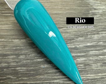 Rio- dip powder, dip powder for nails, acrylic, blue, aqua, solid