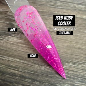 Polvo para inmersión Iced Ruby Cooler, polvo para inmersión para uñas, inmersión de uñas, manicura, uñas de inmersión, acrílico, rosa, San Valentín, cambio de color, térmico