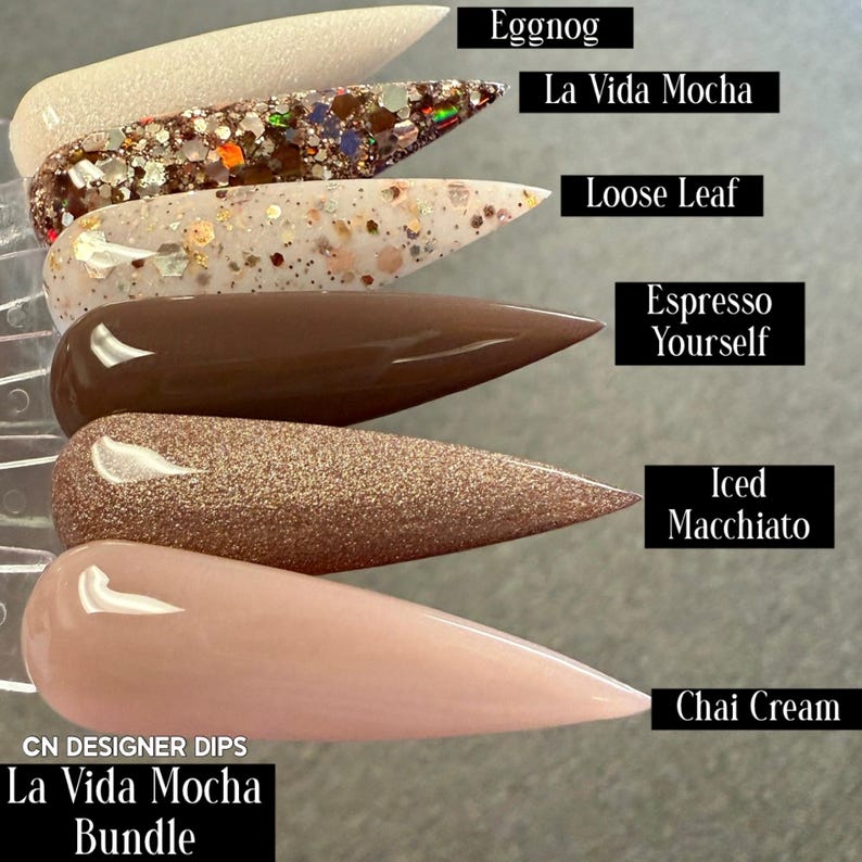 La Vida Mocha - dipppulver, dipppulver för naglar, akryl, höst, neutral, brun, glitter bild 5