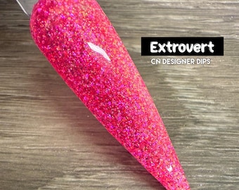 Extrovert- dip powder, dip powder for nails, acrylic, valentine, pink, iridescent, glitter