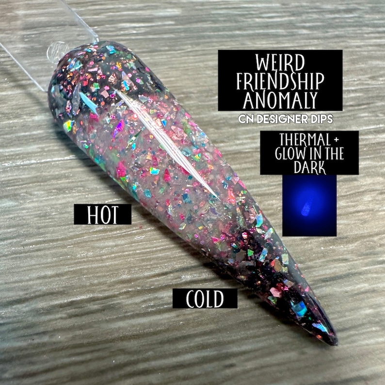Weird Friendship Anomaly dip powder, acrylic, dip, nails, thermal, glow, nail dip, dip nail, nail dipping powder, dip powder for nails image 1