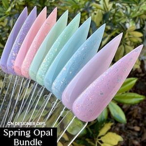 Spring Opal Bundle SALE- dip powder, dip powder for nails, acrylic, spring, solid, flake, pastel, collection, set