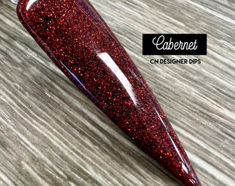 Cabernet - dip powder, dip powder for nails, acrylic, dark red, burgundy, fall, winter, glitter