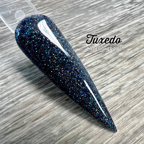 Tuxedo- dip powder, dip powder for nails, glitter dip powder, black glitter dip, nail dip powder, dip nail powder, black dip powder, nails