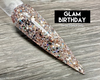 Glam Birthday- dip powder, nail dip powder, dip powder for nails, glitter dip, glitter nails, nails, nail, acrylic, dip nails, nail dip