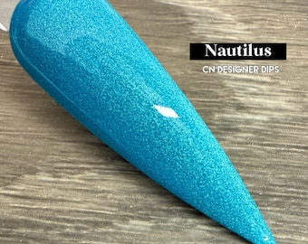 Nautilus- dip powder, dip powder for nails, acrylic, teal, shimmer