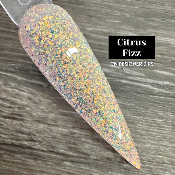 Citrus Fizz- dip powder, dip powder for nails, acrylic, spring, iridescent, glitter