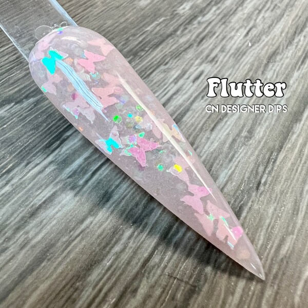 Pó acrílico Flutter, pó para unhas, acrílico, primavera, rosa, transparente, borboleta, borboletas, formato, glitter